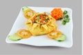 Fried Rice Omelet with tomato and cucumber Royalty Free Stock Photo