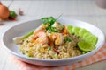 Fried rice with prawns ,famous thai street food Royalty Free Stock Photo