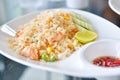 Fried rice with prawns, Thai food. Royalty Free Stock Photo