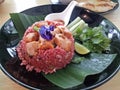 Fried rice with salmon. Yentafo sauce - image Royalty Free Stock Photo