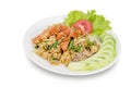 Fried rice with sausage isolated on white background Royalty Free Stock Photo