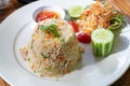 Fried rice Seafood dinner, egg and vegetable Royalty Free Stock Photo