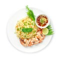 Fried rice with shrimp decorate with vegetables carved Royalty Free Stock Photo