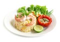 Fried rice with shrimp decorate with vegetables carved Royalty Free Stock Photo