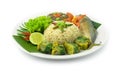 Fried Rice with Shrimps Paste Chili Fried Thai Mackerel Fish Royalty Free Stock Photo