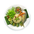 Fried Rice with Shrimps Paste Chili Fried Thai Mackerel Fish Royalty Free Stock Photo