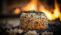 Fried Rice On Stone, Blurred Background, Rustic Pub Stone Oven. Generative AI