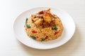 fried rice with Thai basil and crispy belly pork Royalty Free Stock Photo