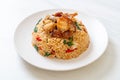 fried rice with Thai basil and crispy belly pork Royalty Free Stock Photo