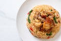 fried rice with Thai basil and crispy belly pork Royalty Free Stock Photo