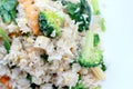 Fried rice with vegetable on the white plate with withe background. Vegetarian Food, healthy food, Thai cuisine