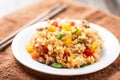 Fried rice with vegetables and pork Royalty Free Stock Photo