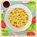 Fried rice with vegetables and sticks for Chinese food Royalty Free Stock Photo