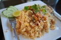 Fried rice on white dish Royalty Free Stock Photo
