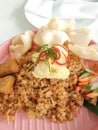Fried Rice & x22;Nasi Goreng& x22; and nugget Royalty Free Stock Photo