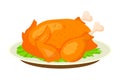 Fried, roasted chicken flat vector illustration