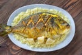 Fried saffron sea bream