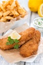 Fried Salmon Filet with Chips Royalty Free Stock Photo