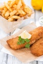 Fried Salmon Filet with Chips Royalty Free Stock Photo