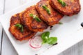 Fried salmon and sweet potato patties