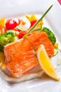 Fried salmon with vegetables Royalty Free Stock Photo