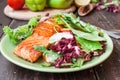 Fried salmon with vegetables Royalty Free Stock Photo