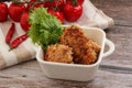 Fried salmonn cutlet in the bowl Royalty Free Stock Photo