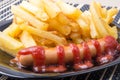 Fried sausage and french fries Royalty Free Stock Photo