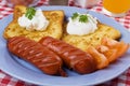Fried sausage and french toast Royalty Free Stock Photo