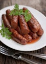 Fried sausage with lamb Royalty Free Stock Photo