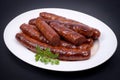 Fried sausage with lamb Royalty Free Stock Photo
