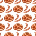Fried sausage pattern watercolor Royalty Free Stock Photo