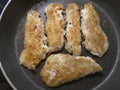 Fried Seabass Fillets in the Frying Pan For Dinner