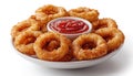 Fried seafood meal with crunchy onion rings stack generated by AI Royalty Free Stock Photo