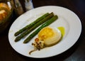 Fried sepia with baked asparagus