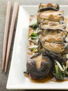Fried Shitake Mushrooms with Shoyu Pac Choi and Be Royalty Free Stock Photo