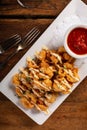 Fried shrimp appetizer served with tomato sauce Royalty Free Stock Photo