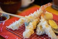 Fried shrimp batter, a famous Japanese food Popular as a main food National food concept, healthy food, fresh food Royalty Free Stock Photo