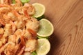 Fried Shrimp in batter on plates with lemon Royalty Free Stock Photo