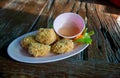 fried shrimp cake, thai street food ` Tod man kung` Royalty Free Stock Photo