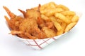 Fried Shrimp and French Fries Royalty Free Stock Photo