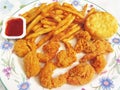 Fried Shrimp and French Fries Royalty Free Stock Photo