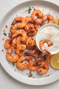 Fried shrimp, headless, with spices, grilled, homemade, no people,