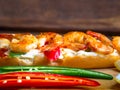 fried shrimp laying on a sandwich Royalty Free Stock Photo