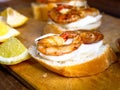 fried shrimp laying on a sandwich Royalty Free Stock Photo