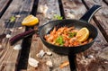 Fried shrimp in the pan