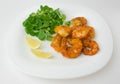 Fried shrimps on a plate. Royalty Free Stock Photo