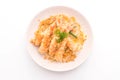 fried shrimps tempura on topped rice bowl Royalty Free Stock Photo