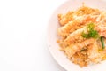 fried shrimps tempura on topped rice bowl Royalty Free Stock Photo