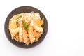 fried shrimps tempura on topped rice bowl Royalty Free Stock Photo